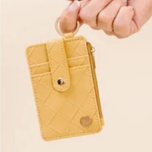 NWT The Darling Effect Woven Keychain Wallet Card Holder - Yellow Gold